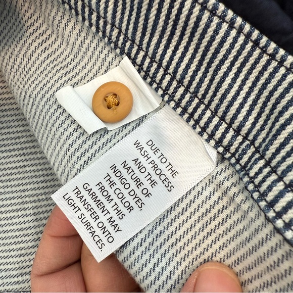 Duluth Trading Bibs Railroad Pin Stripe Rootstock Gardening Shorts Overalls XL - Picture 8 of 13